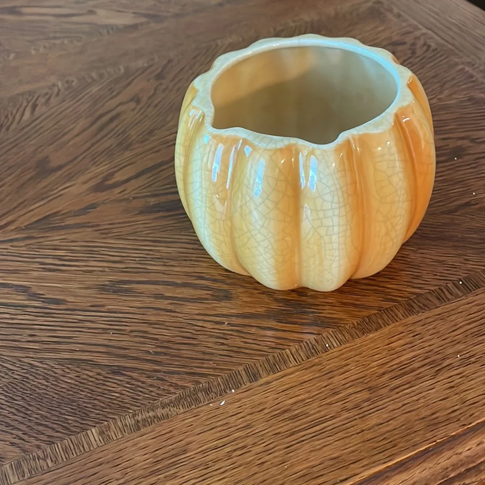 Orange Ceramic Pumpkin Planter